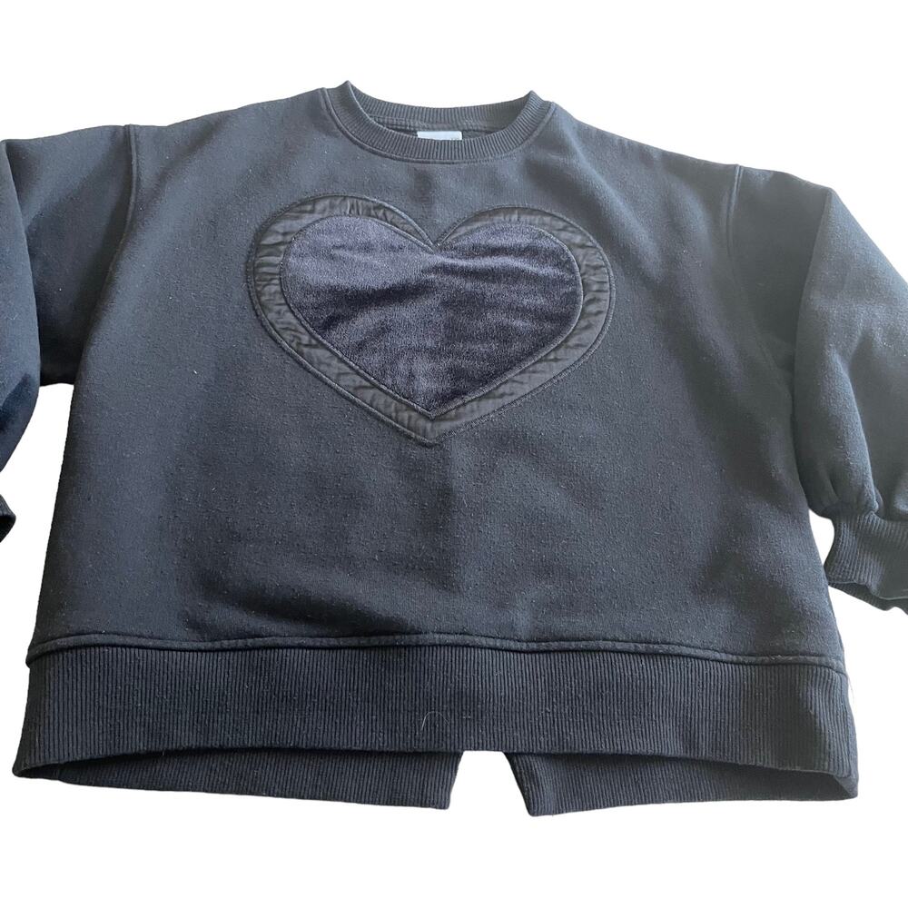 Zara Girls Heart Patch Sweatshirt in Black size 8